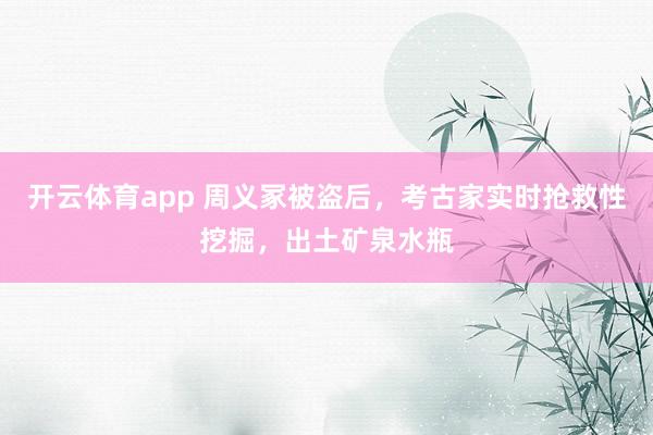 开云体育app 周义冢被盗后，考古家实时抢救性挖掘，出土矿泉水瓶